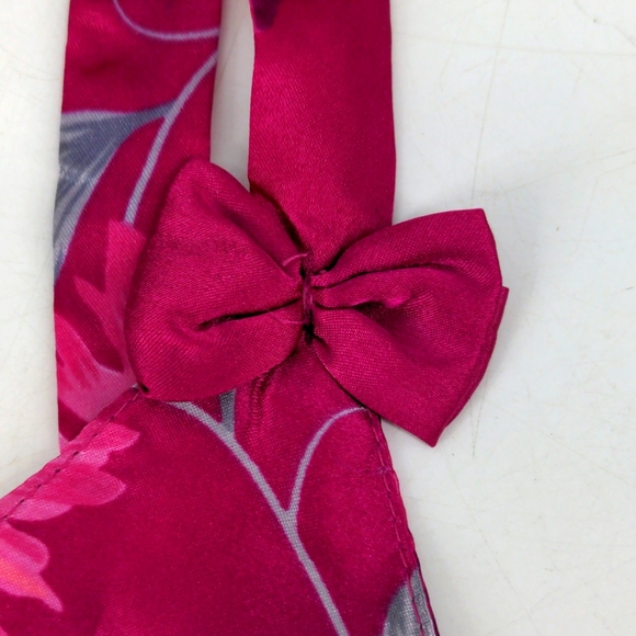 VTG Hot Pink Flowers Bows Shiny Slippery Satin Sissy Teddie Nightie Slip Large - Picture 4 of 7